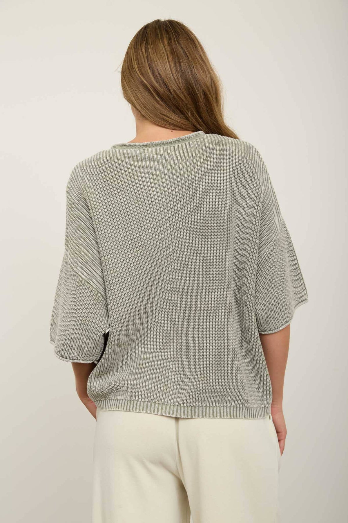 Good Habit (Olive) Washed SS Cardigan