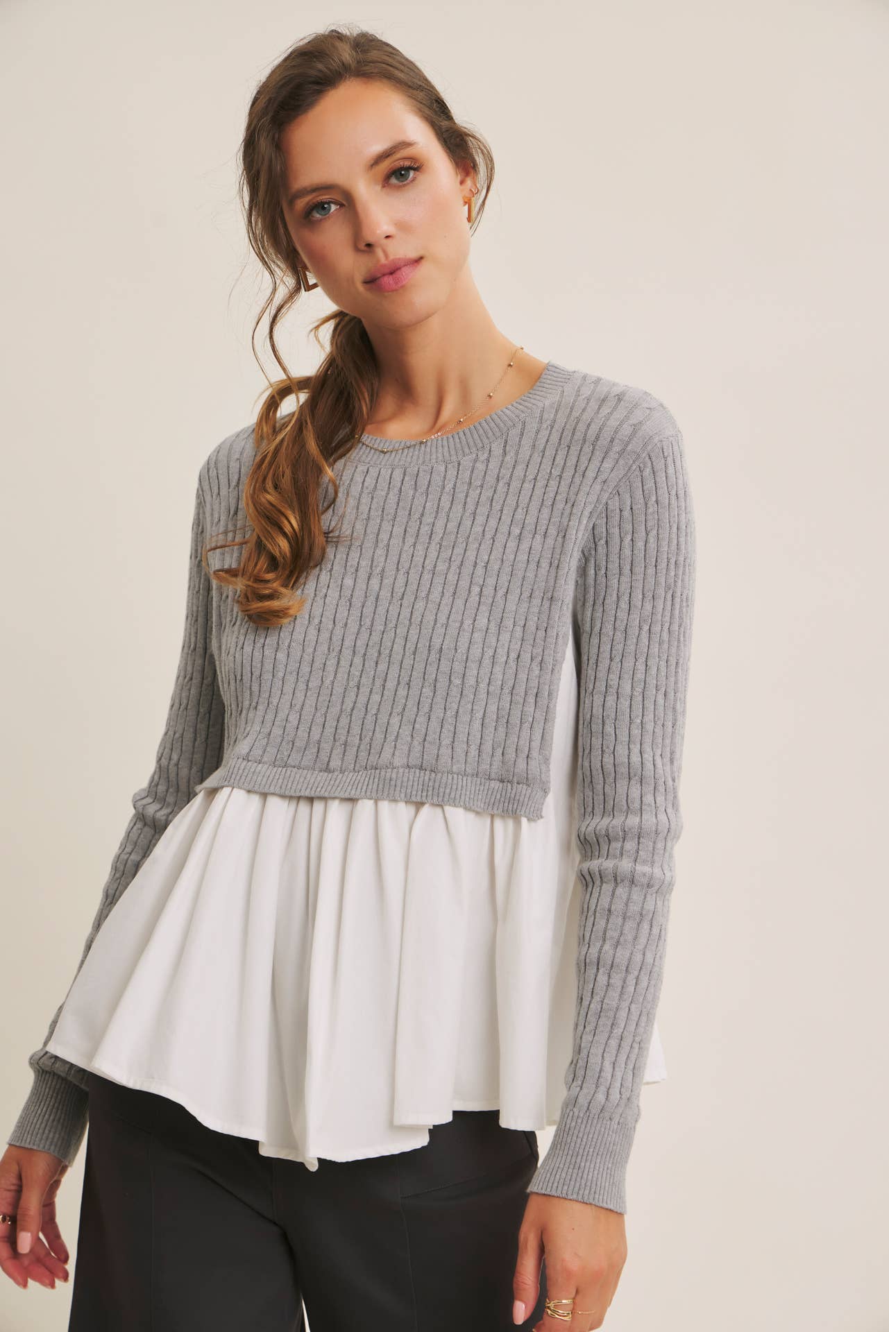Truly Classic (H Grey) Layered Sweater Top