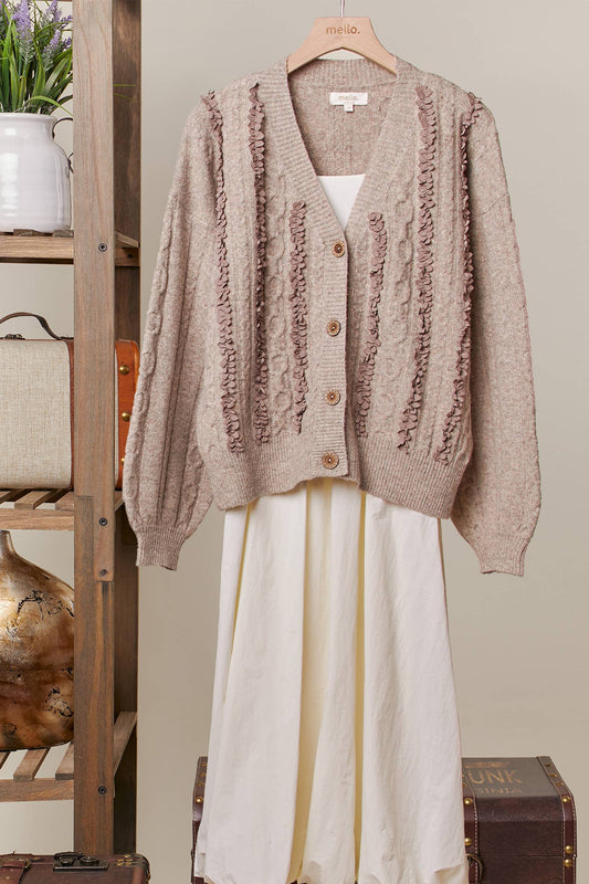 So Charming Ruffle Accent Cardigan