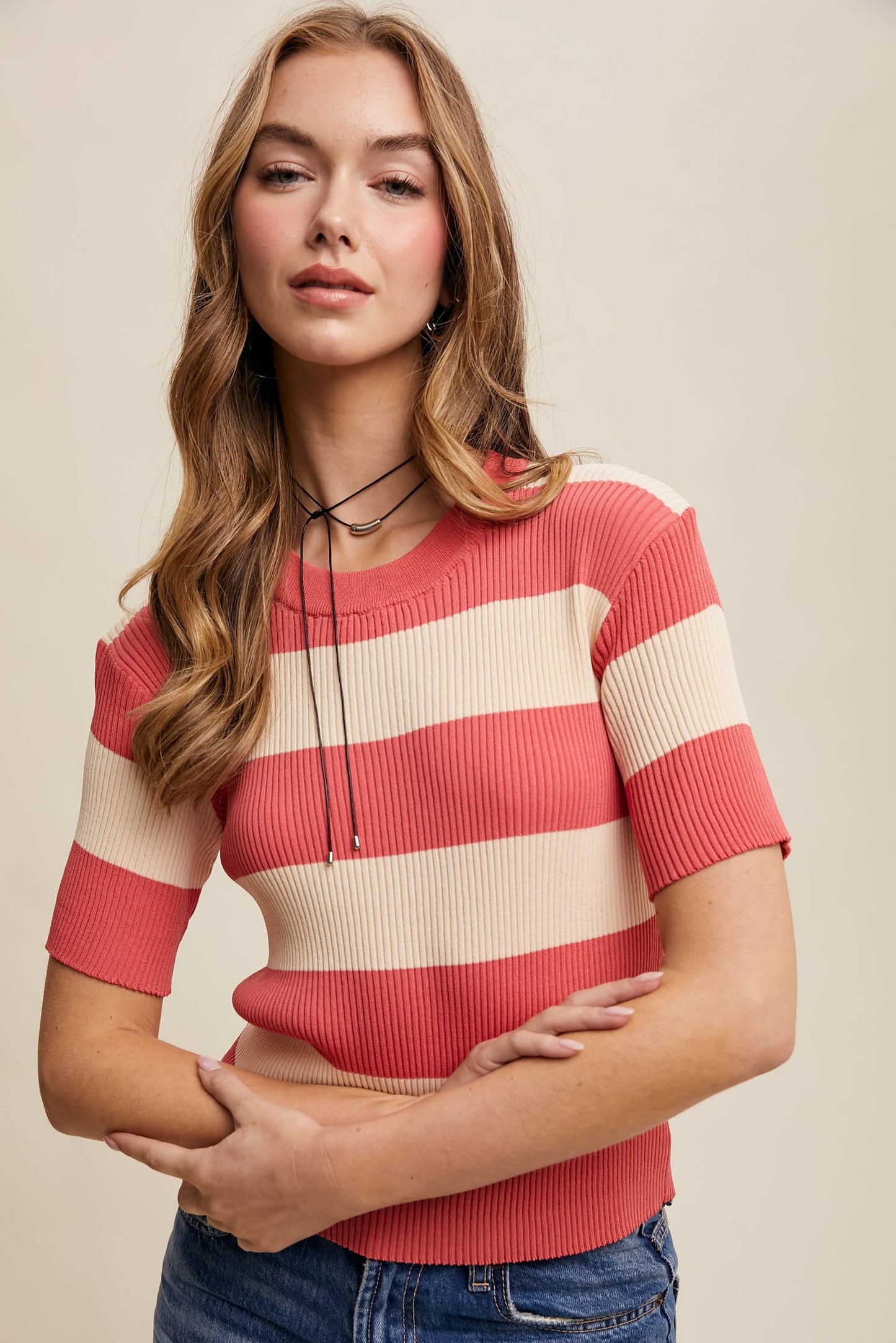 Perfectly Polished (Coral) SS Sweater