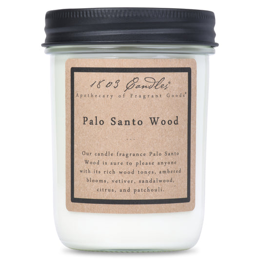 1803 Candles: Palo Santo Wood 14oz. Jar Candle