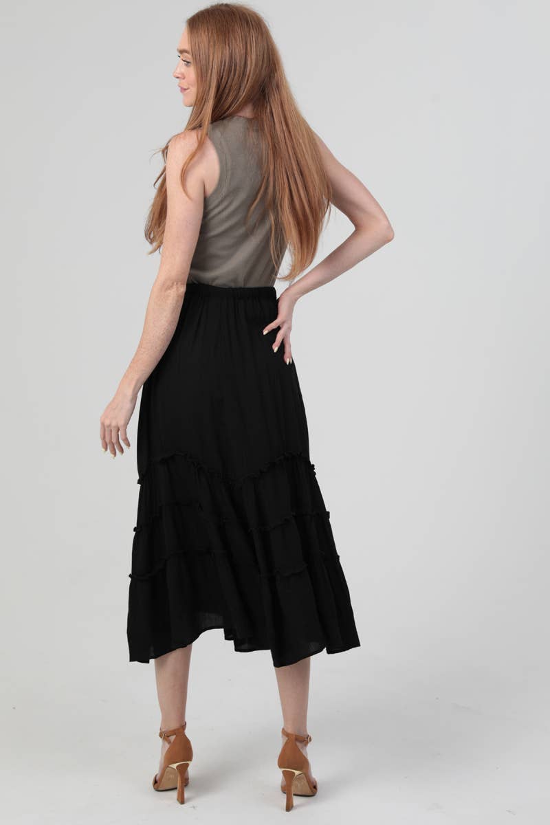 Gypsy Spirit (Black) Wavy Ruffle Skirt