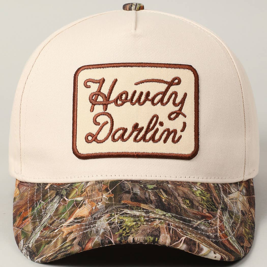 Howdy Darlin' Embroidered Patch & Camo Hat
