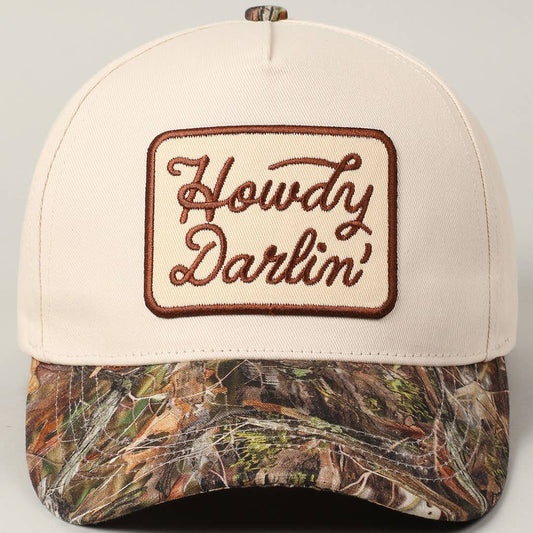 Howdy Darlin' Embroidered Patch & Camo Hat