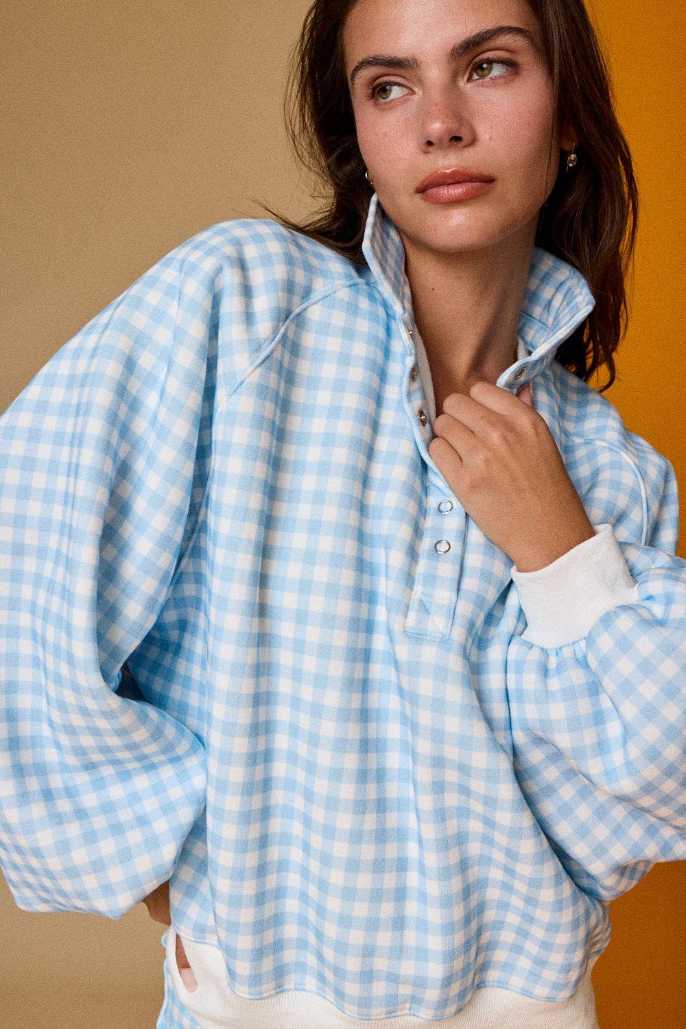 Checked In (Blue) Gingham Check Pullover