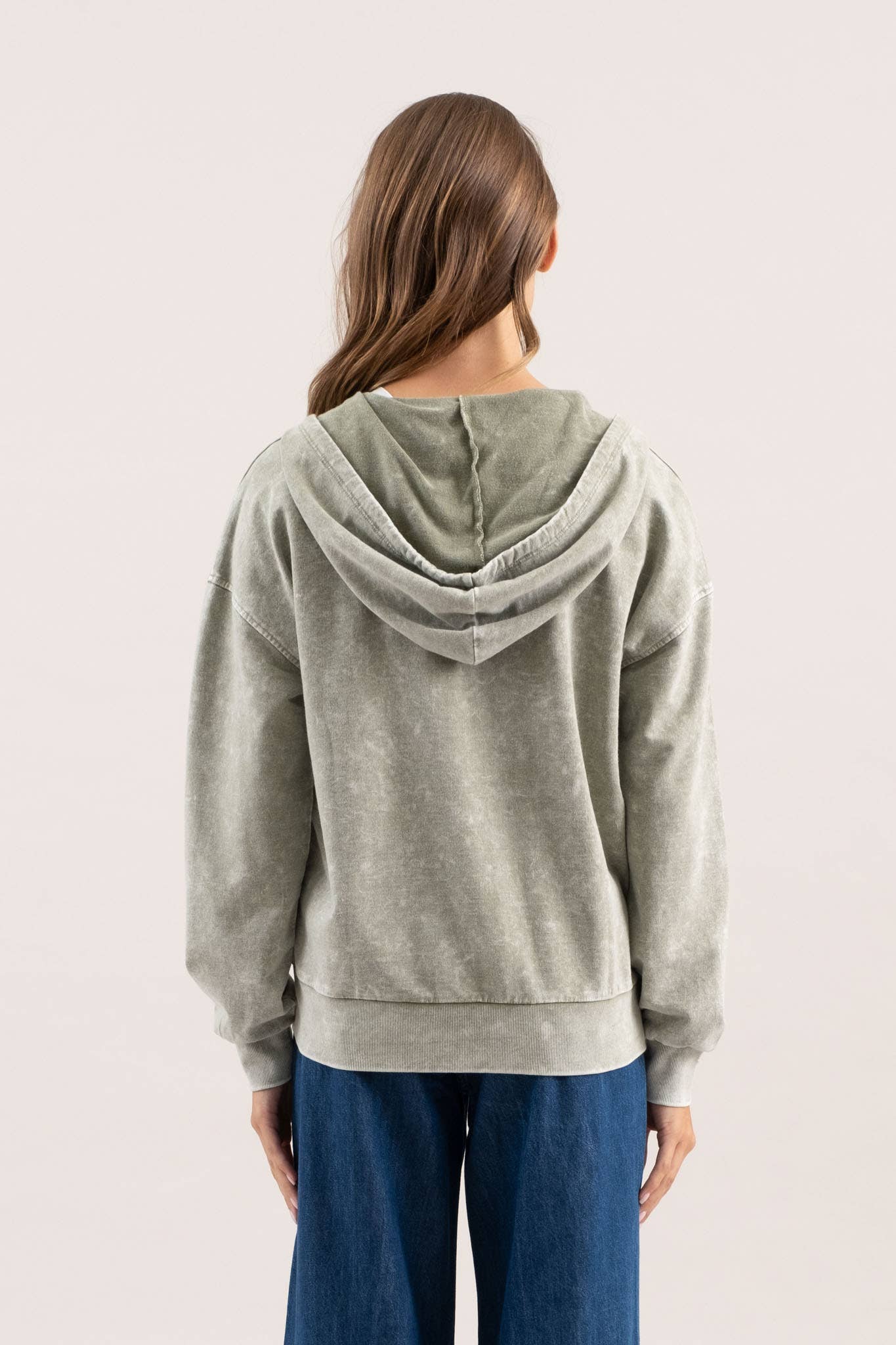 Casual Cutie (Olive) Wash Hooded Henley