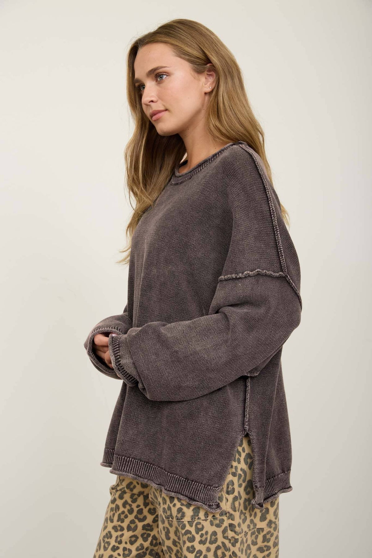 Here For You (Brn) Oversized Sweater