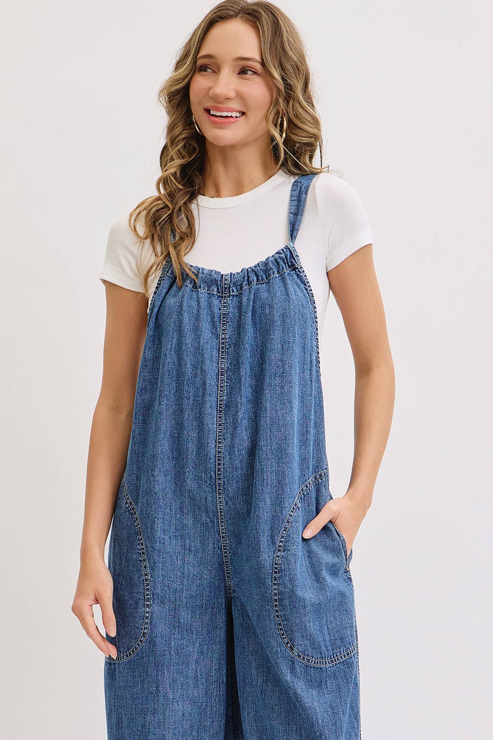 Knot Worried Tie Back Denim Overalls