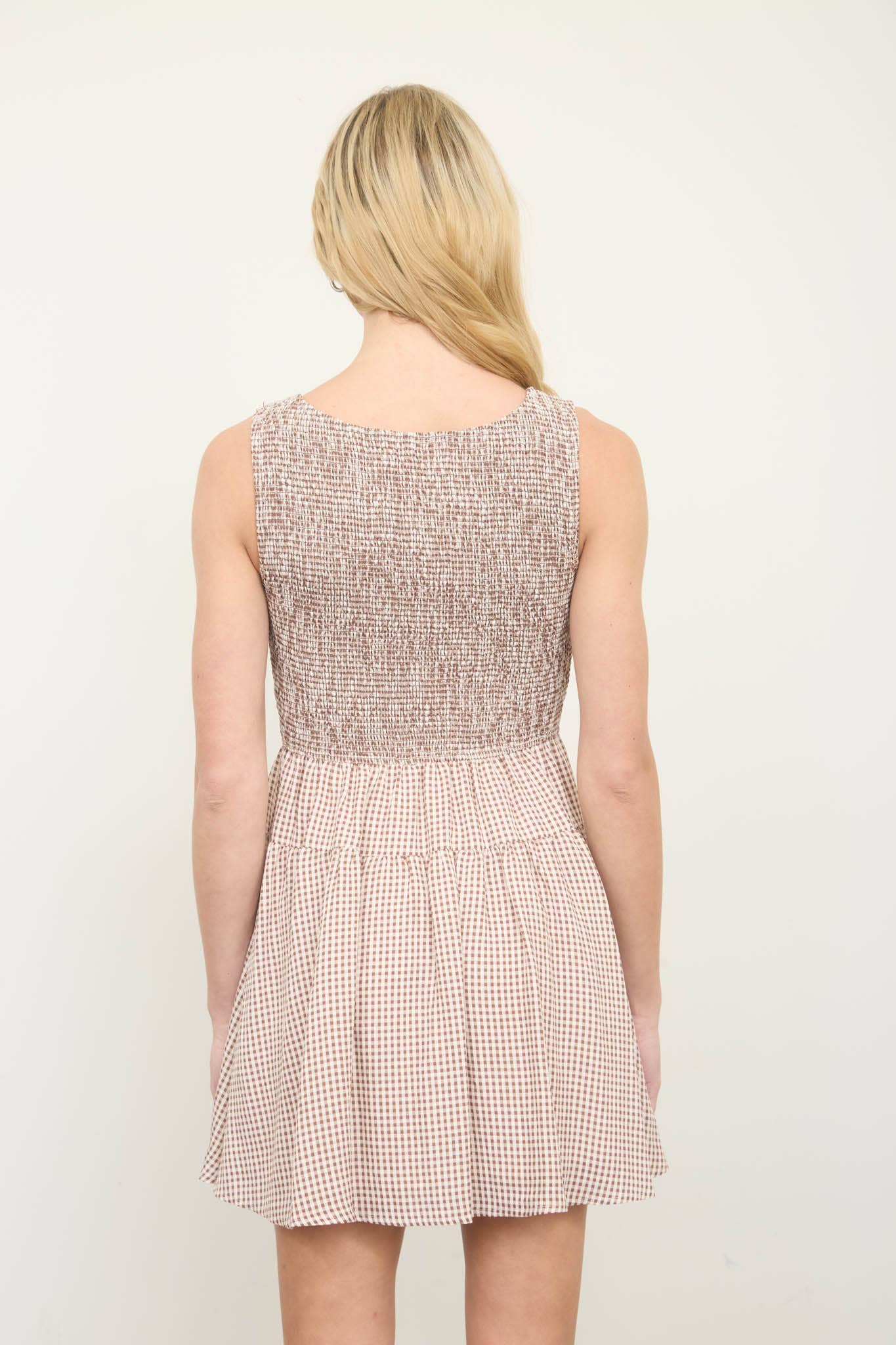 Tip Your Hat (Brown) Gingham Dress