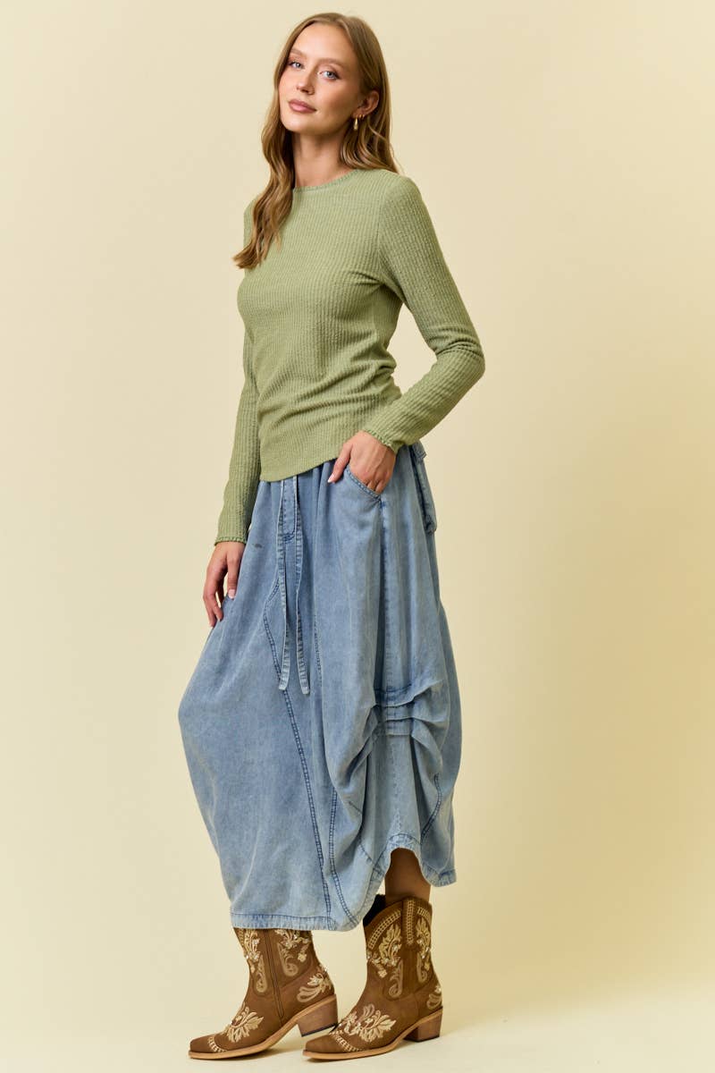 She’s From Texas Tencel Denim Skirt