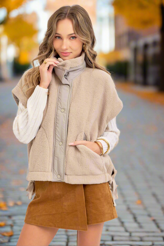 Cool & Collected (Taupe) Fleece Vest