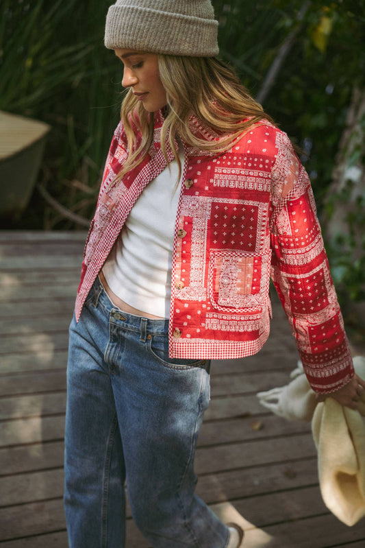 Bandana Babe (Red) Patchwork Jacket