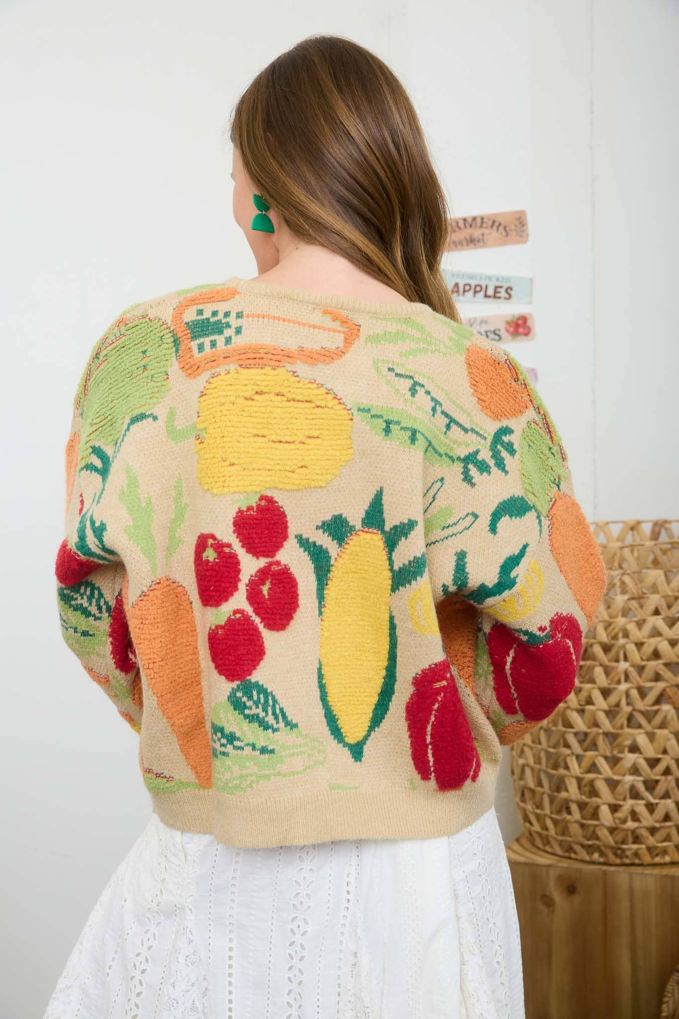 Farmers Market Veggie Print Cardigan