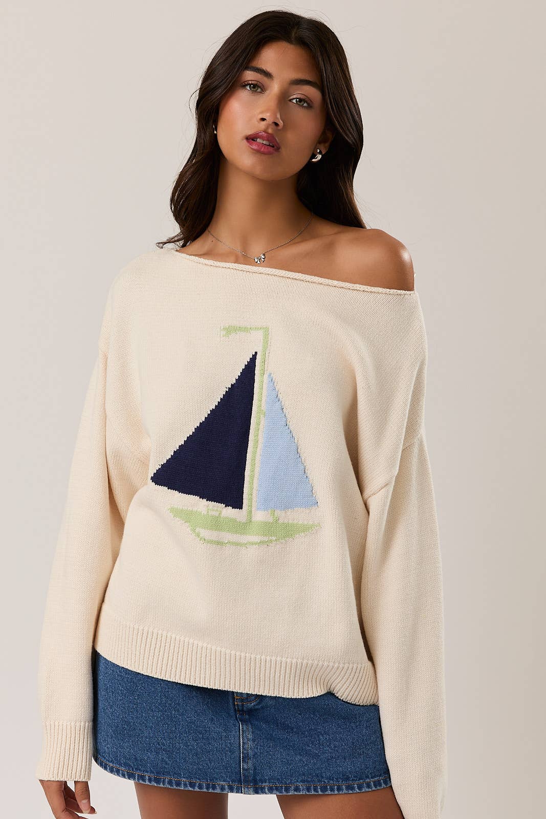 Smooth Sailing Boat Neck Sweater