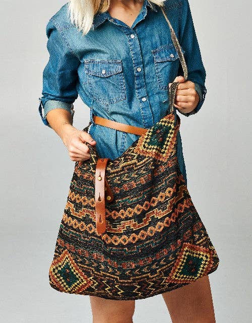 Savannah (Blue Multi) Woven Shoulder Bag