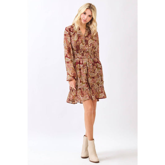 Chardonnay Hills (Rust) Paisley Print Dress