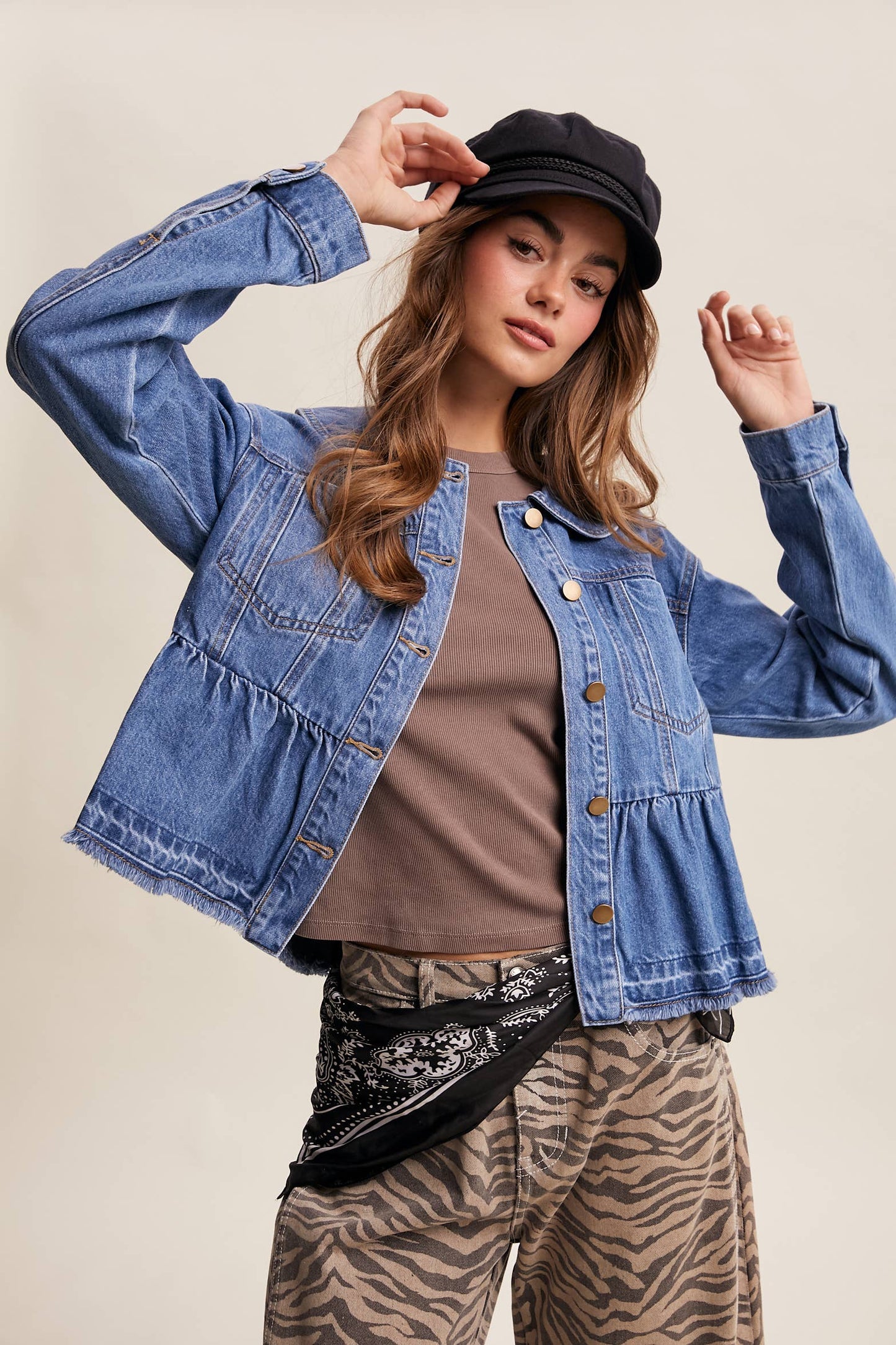 Fresh Look Peplum Hem Denim Jacket