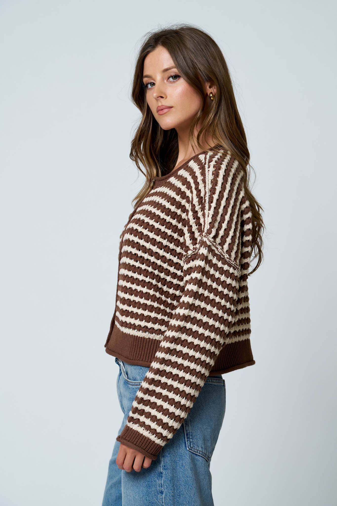 Crossing Paths (Brown) Stripe Cardigan