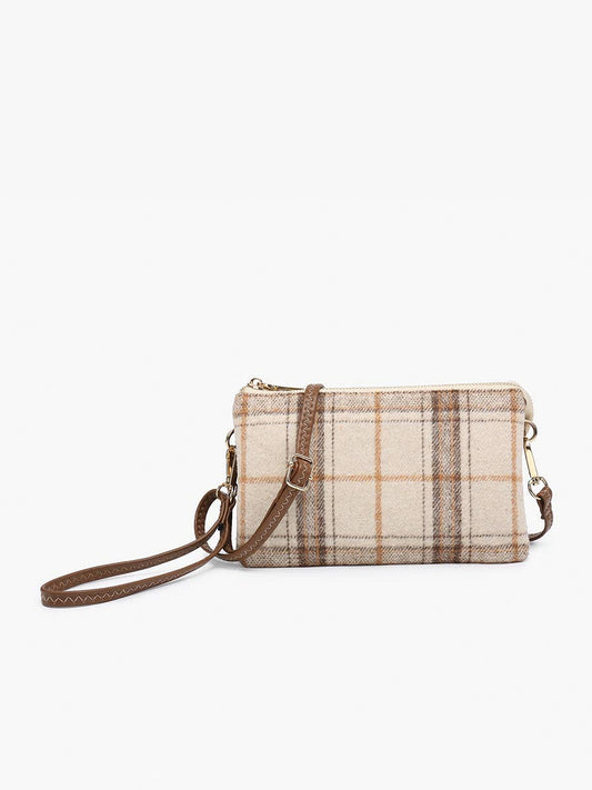 Riley (Beige) Plaid Crossbody/Wristlet