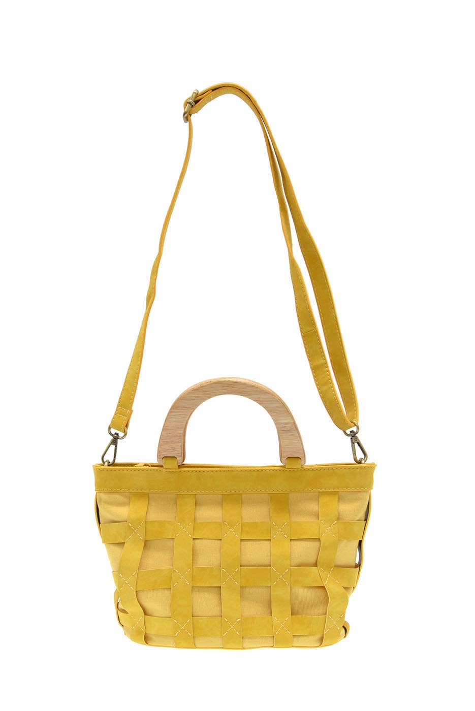 Cora (Yellow) Cage Wood Handle Bag
