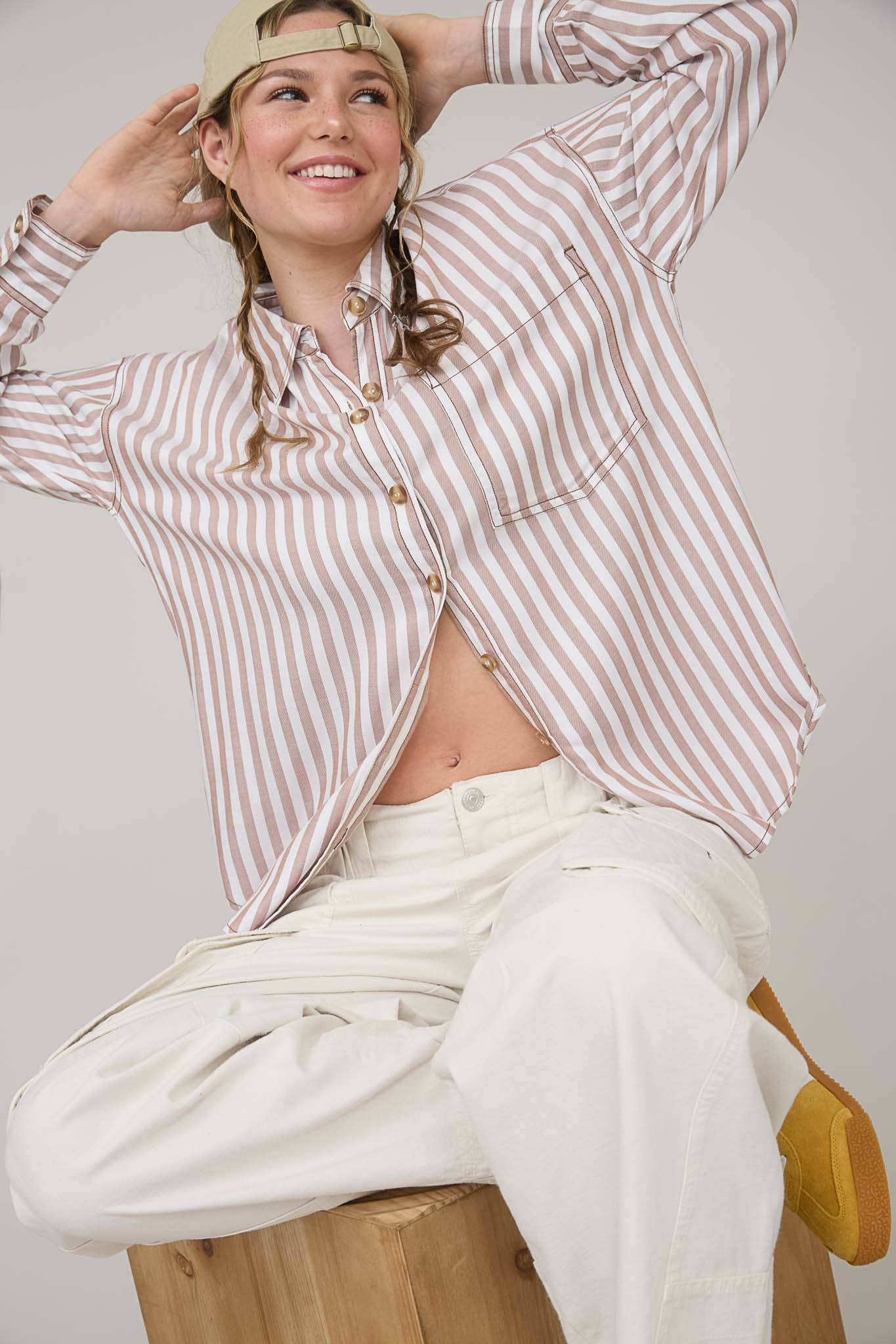 Striking Stripes (Brown) Button Down Shirt