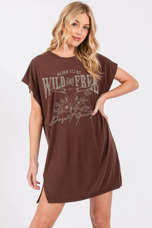 Wild And Free (Brown) Tunic Tee/Dress