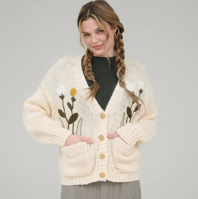 Tulip Fields Flower Embroidered Cardigan