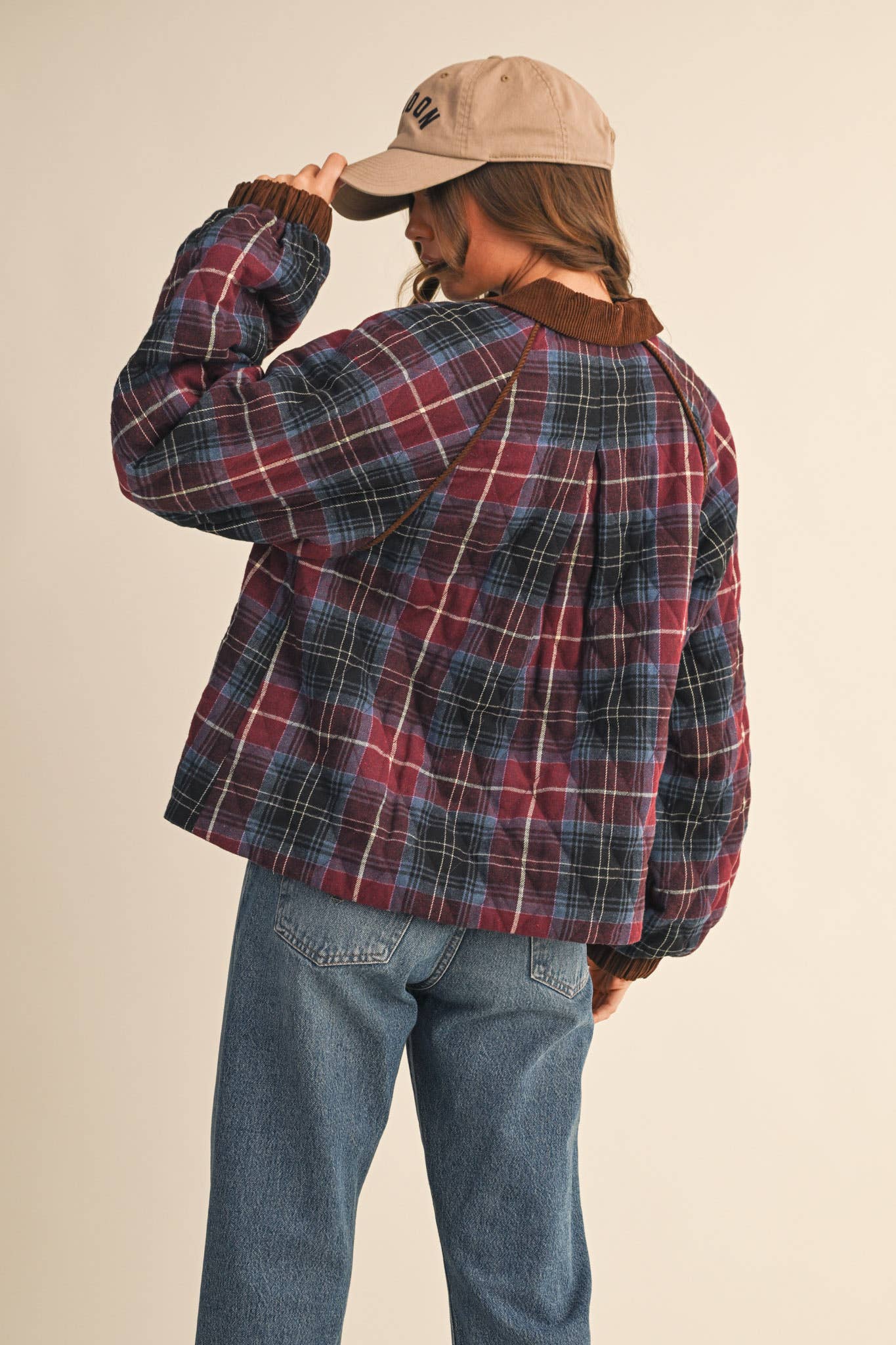Mountain Mama (Wine) Plaid Quilted Jacket