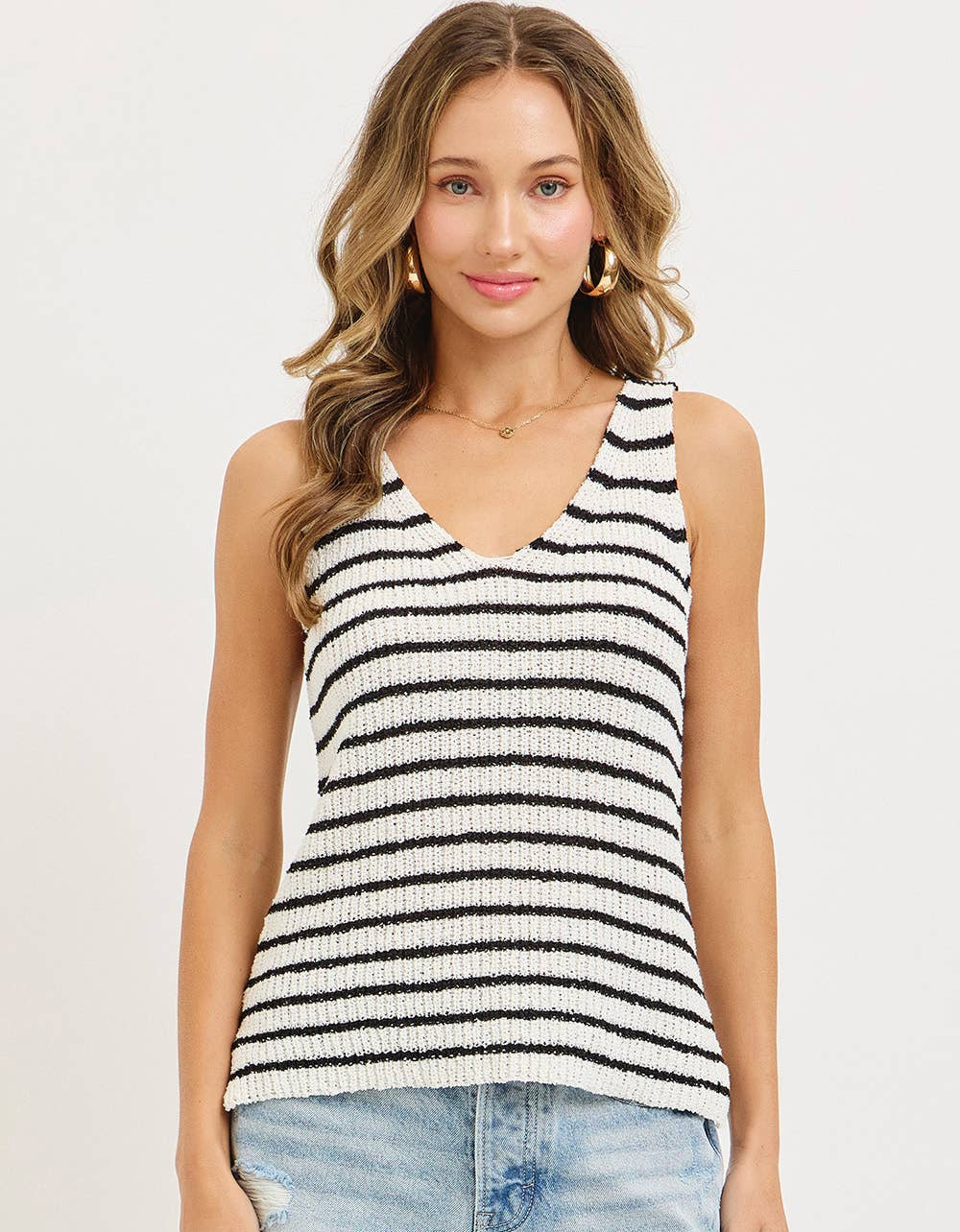 Stripes & Strides (Blk/Wh) Sweater Tank