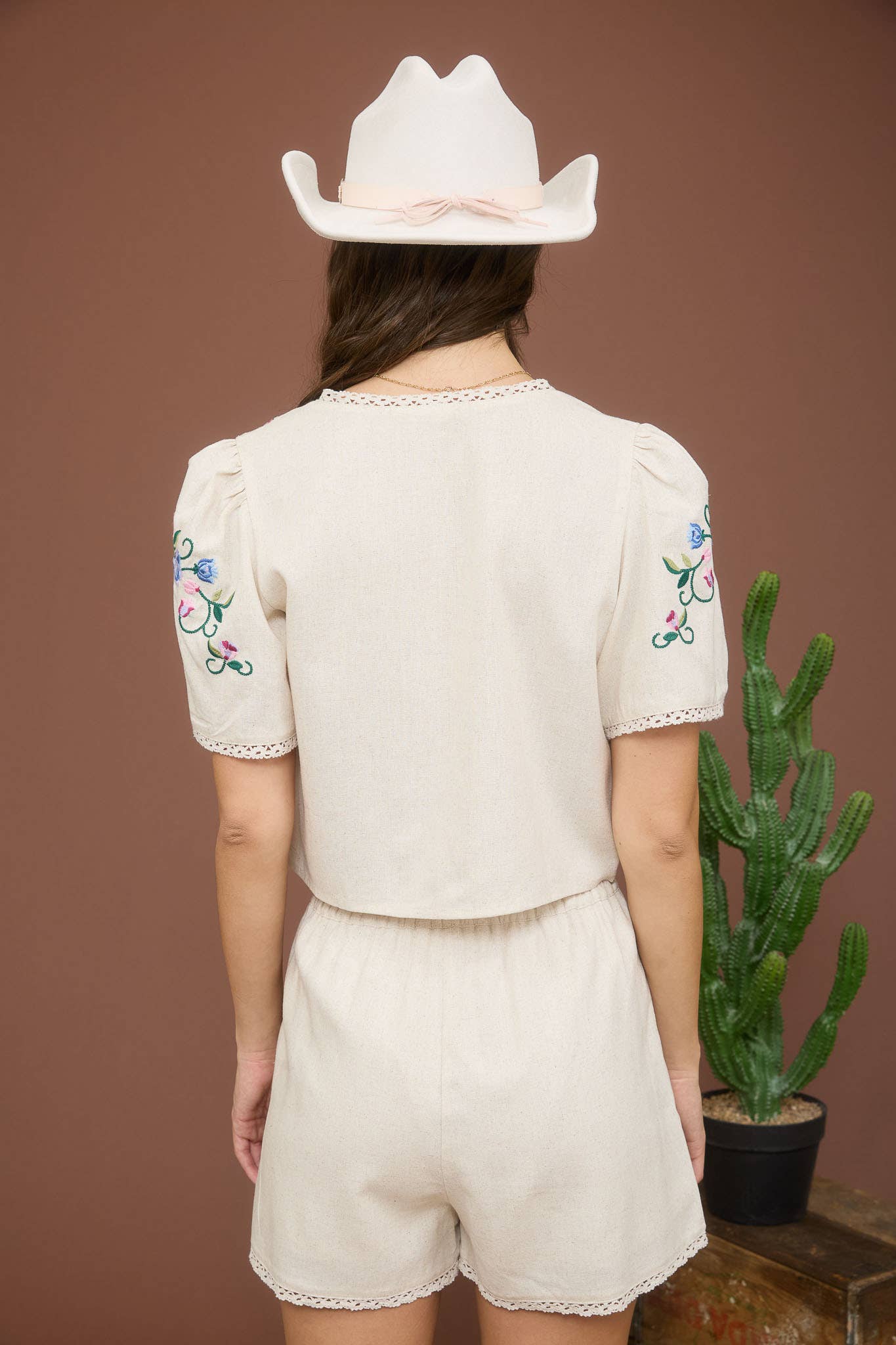 After Sunrise Embroidered Tie Blouse