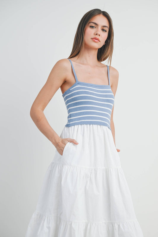 Sweet Montana (Blue/Wh) Stripe Top Dress