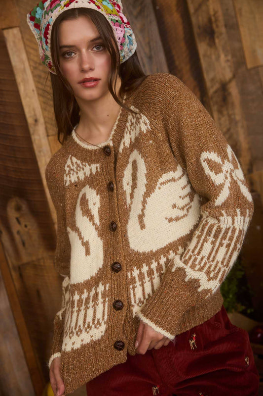 Swan Lake (Caramel) Button Cardigan
