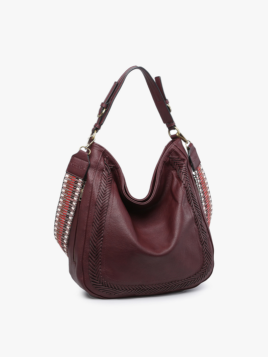 Aris (Wine) Whipstitch Crossbody w/ Guitar Strap