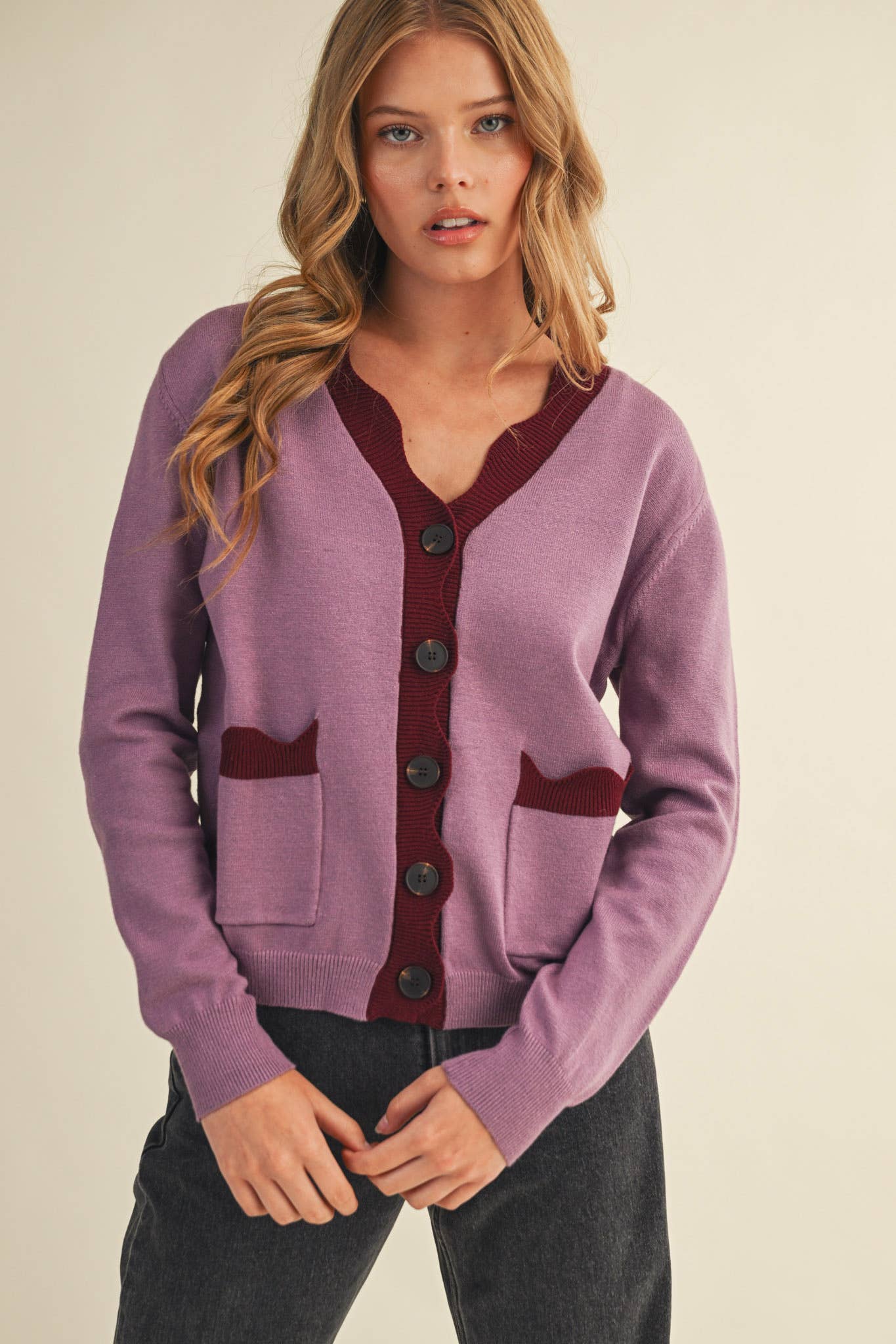 Love Spell Scallop Detail Cardigan