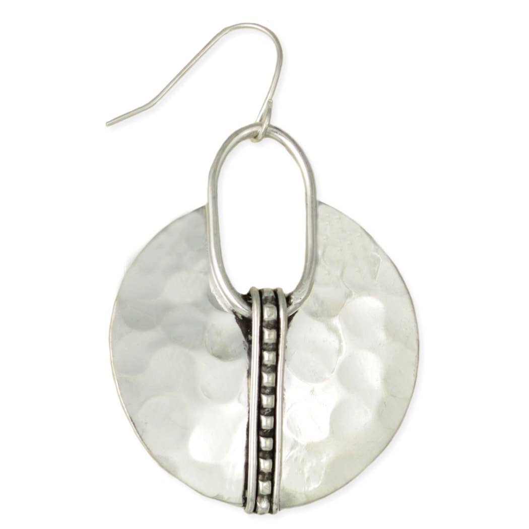 Boho Dots Hammered Silver Circle Earring