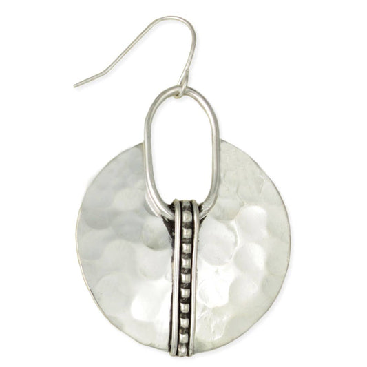 Boho Dots Hammered Silver Circle Earring