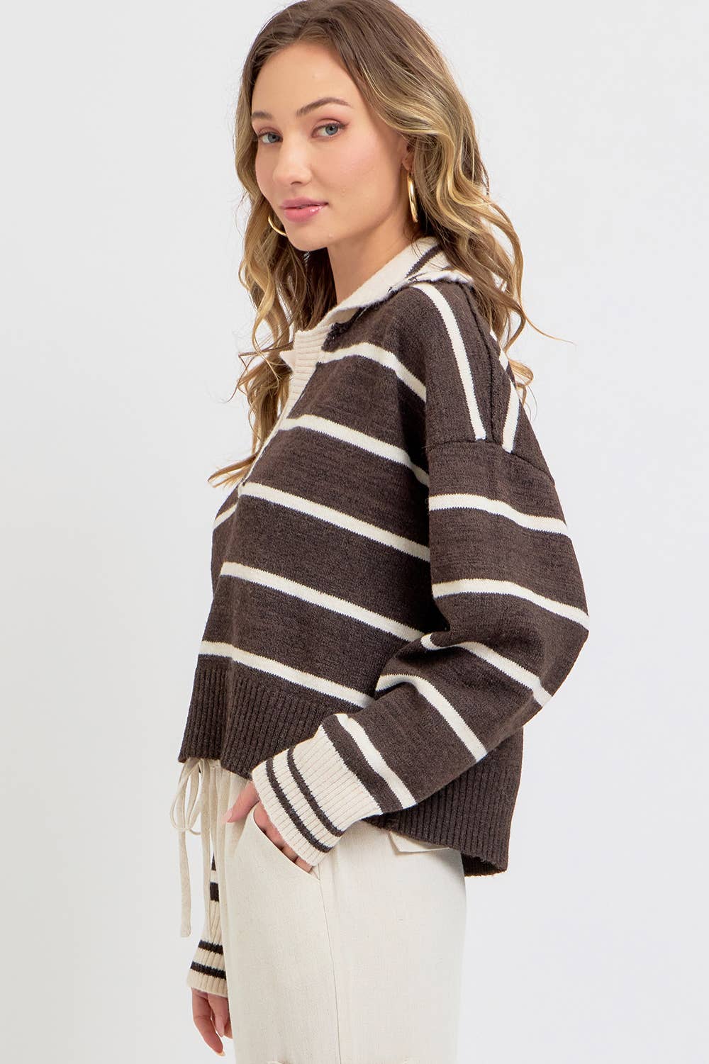 Polo Champ (Brown/Cream) Stripe Sweater