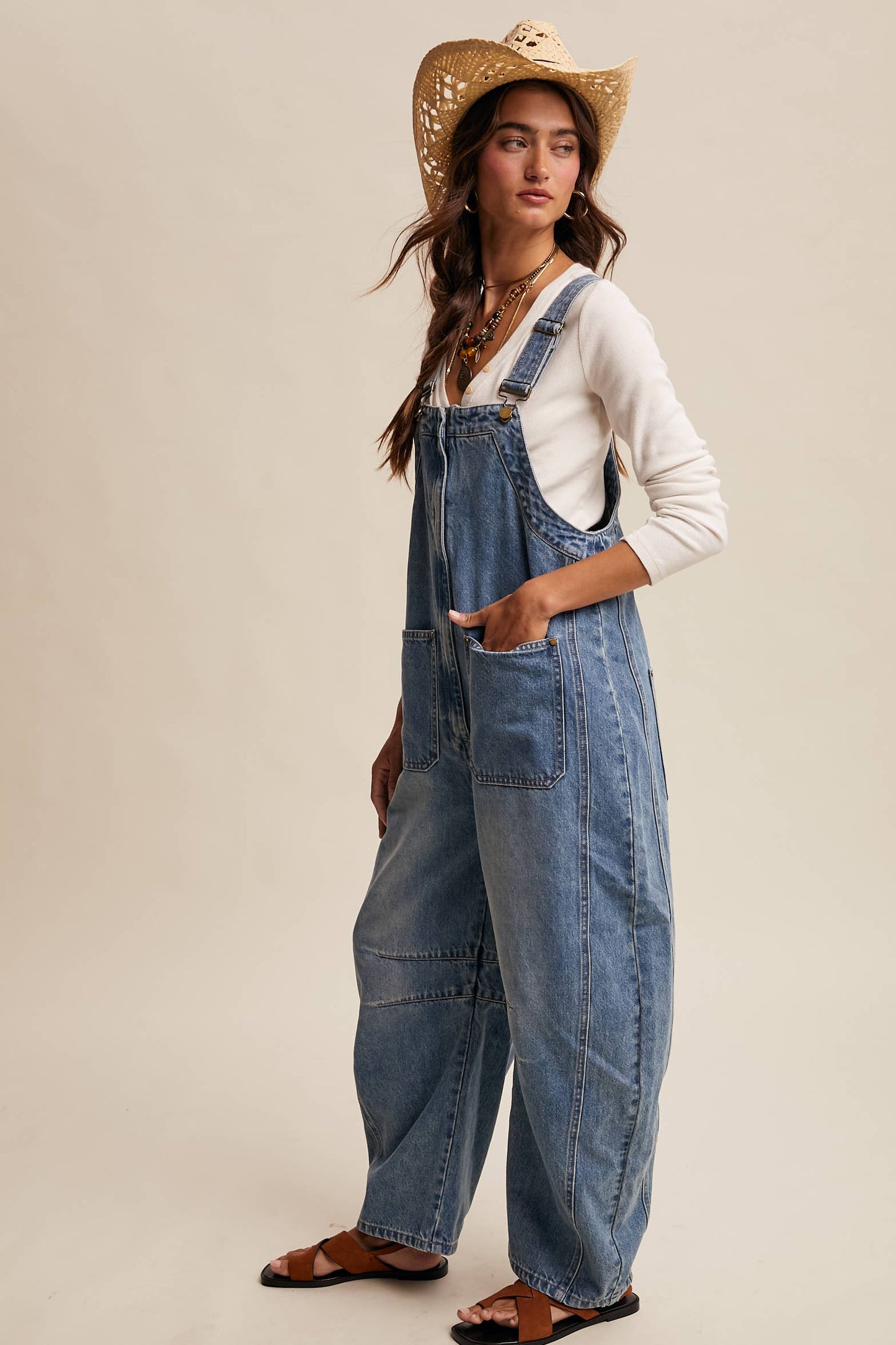 Rodeo Weekend Wide Leg Denim Overalls