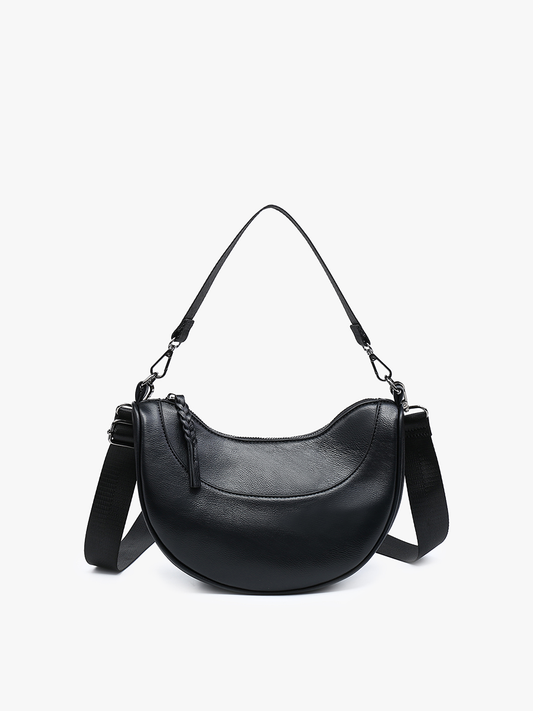 Monica (Black) Half-Moon Shoulder Bag/Crossbody
