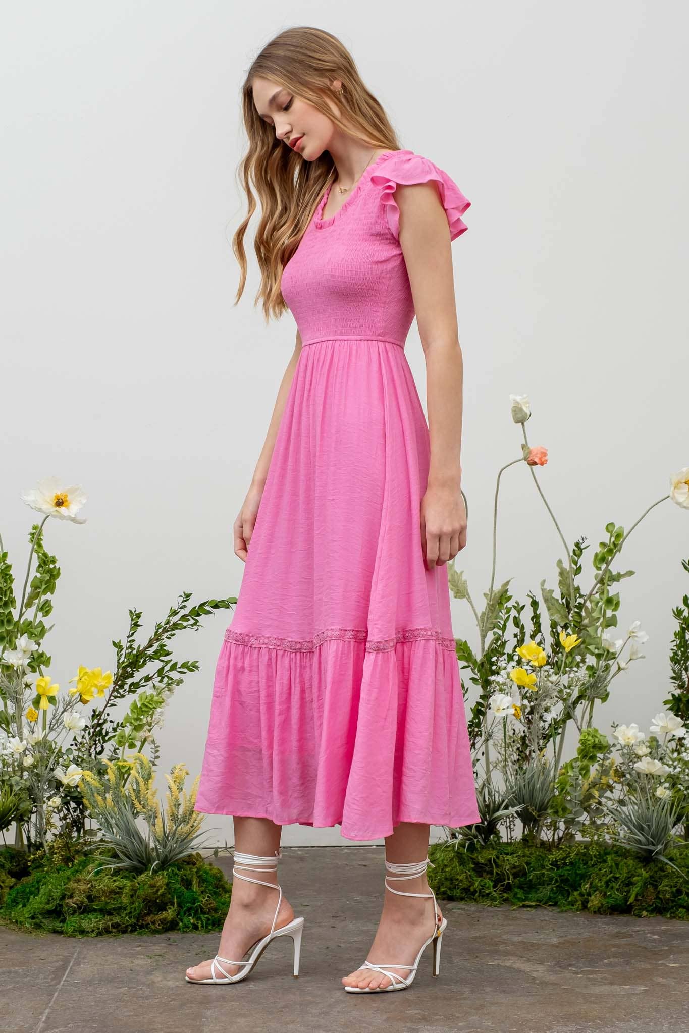 Taking Chances (Pink) Smocked Dress