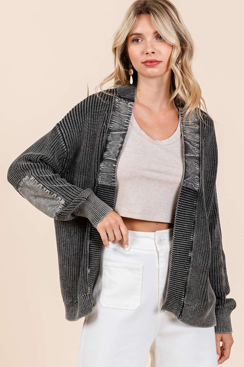 Miles Away (Black) Mineral Wash Cardigan