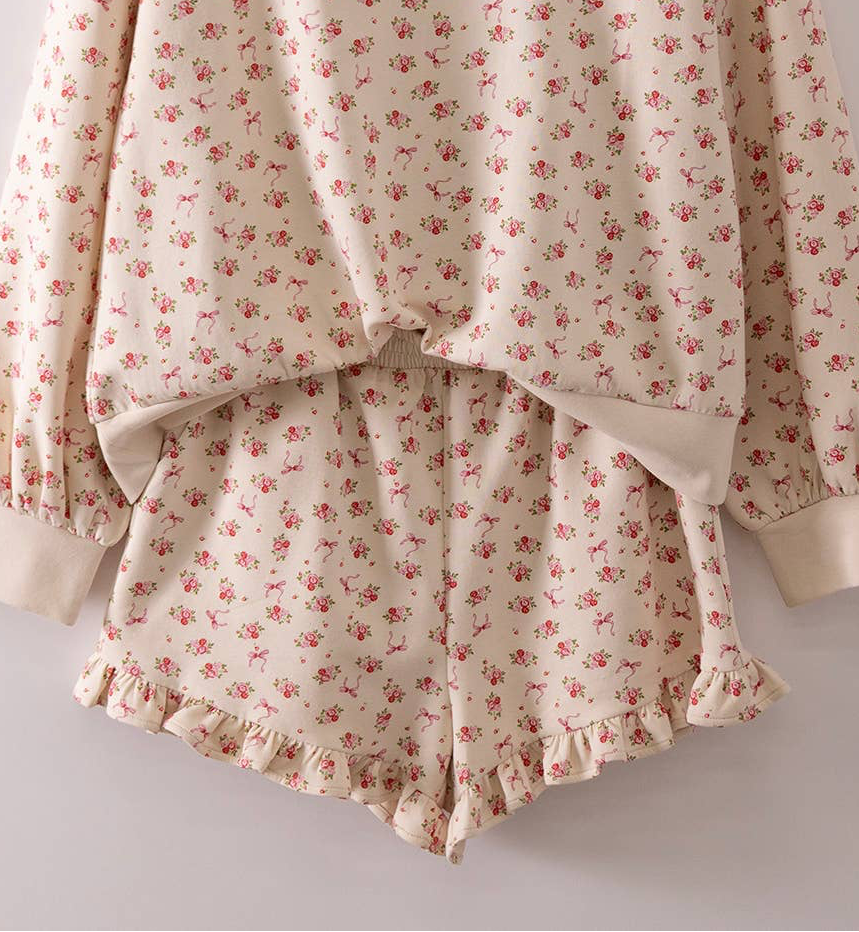 Smell the Roses Floral Print Shorts
