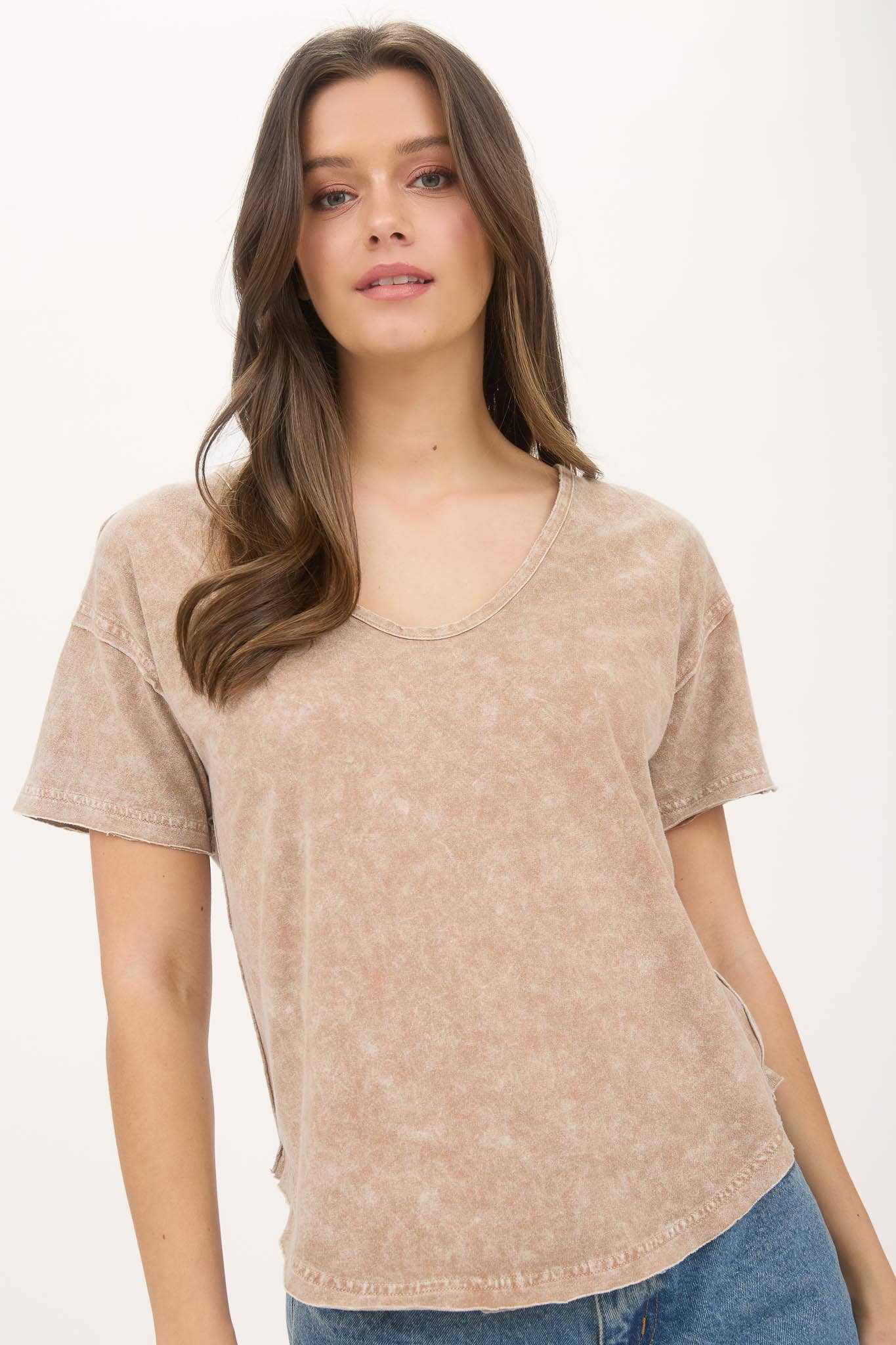 Well Loved (Brown) Washed SS Top