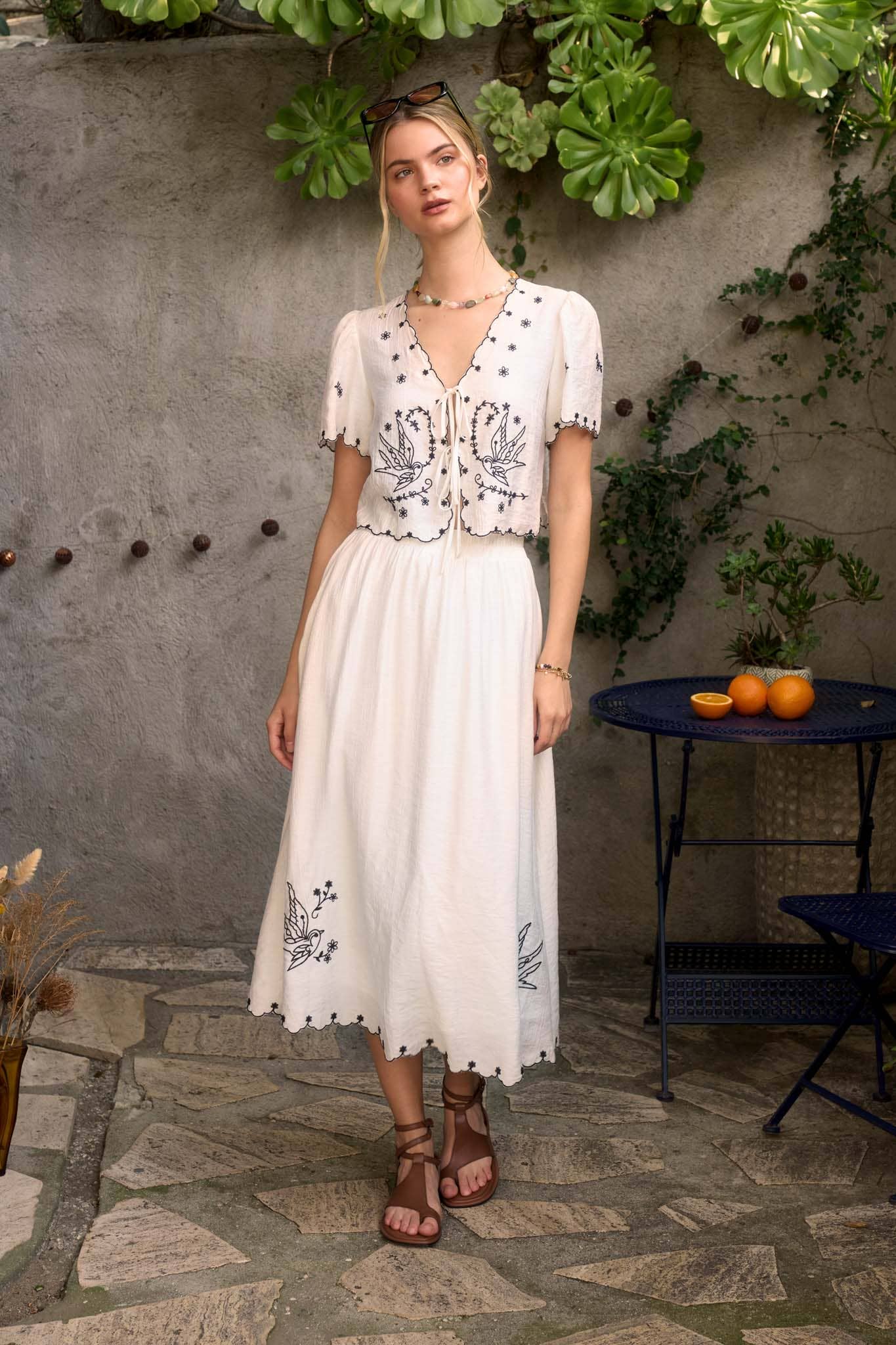 Little Birdie Told Me Embroidered Skirt