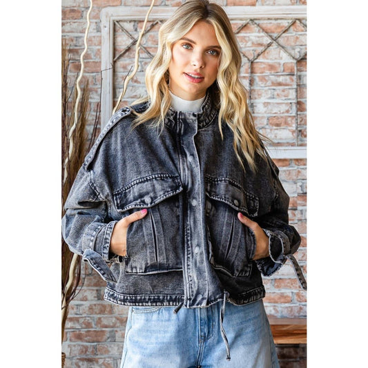 Fun Flashback (Black) Denim Utility Jacket
