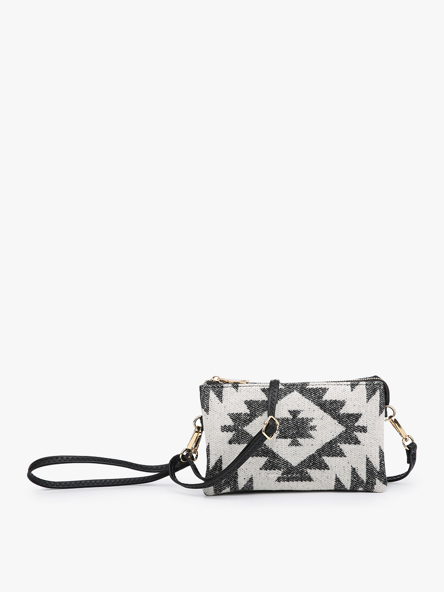 Riley (Blk/Wh) Aztec Crossbody/Wristlet
