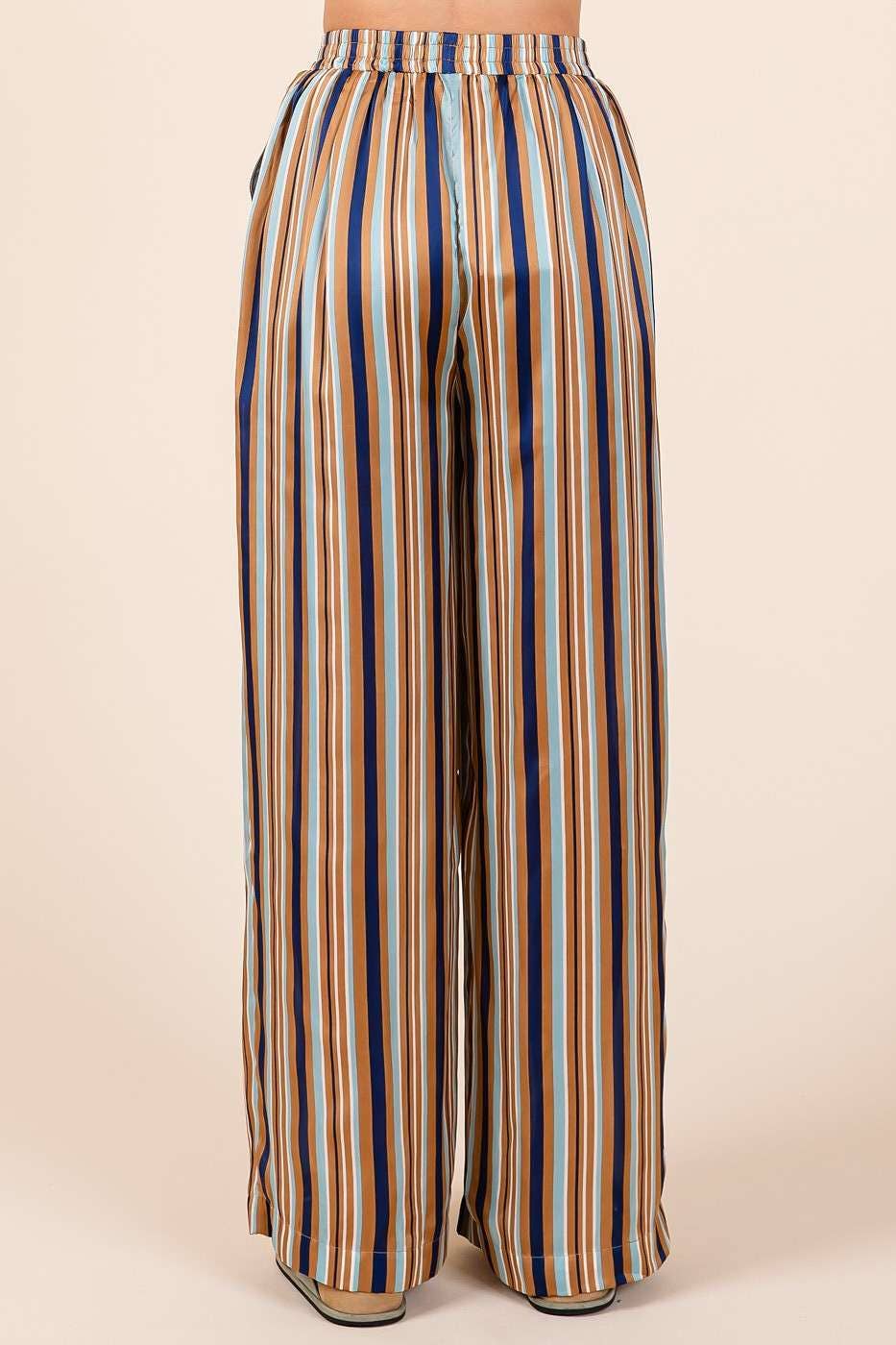 Seeing Stripes (Navy Multi) Satin Pants