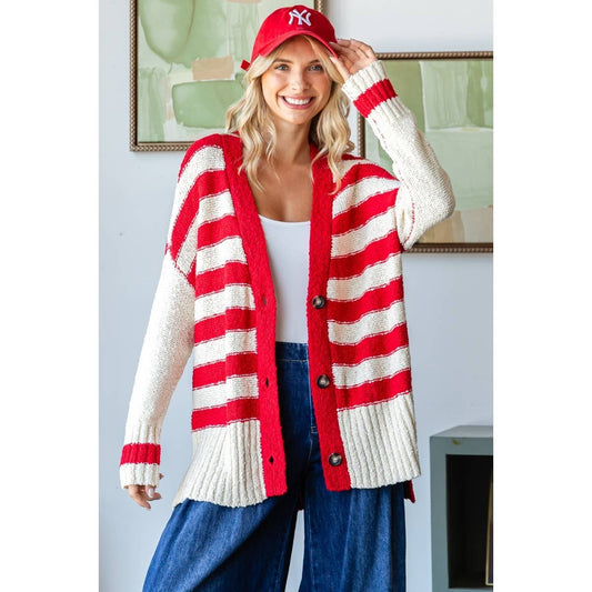 Good News (Red) Stripe Cardigan