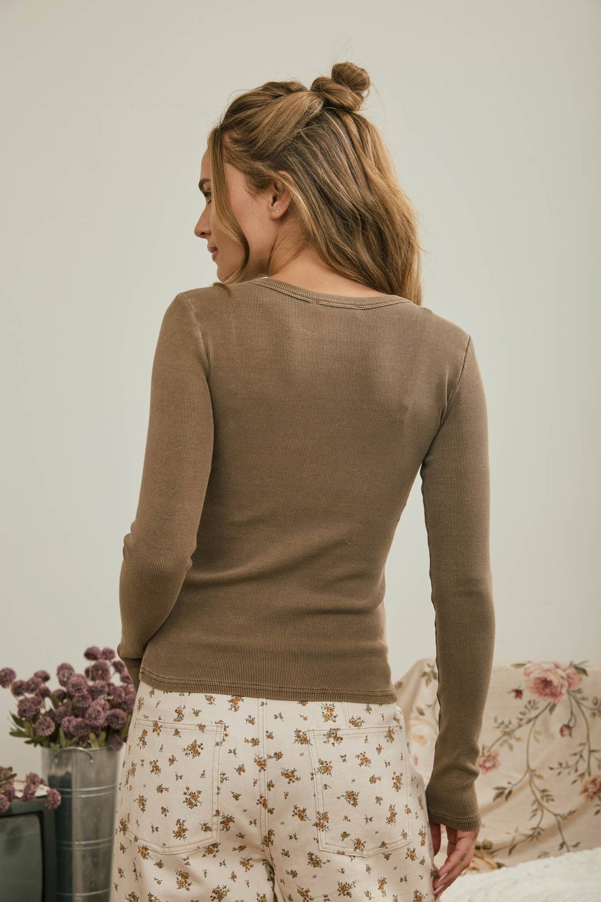 Casual Comfort (Brown) Button Up Top