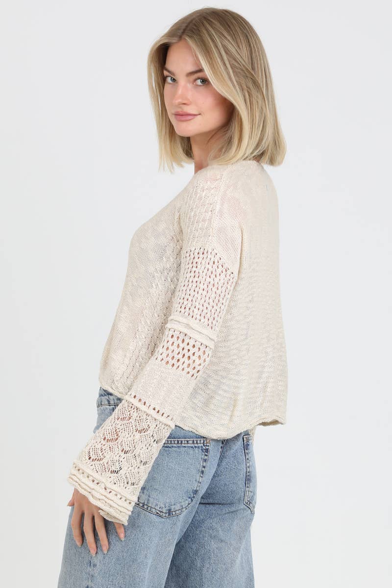 Gentle Breeze (Natural) Boho Sweater